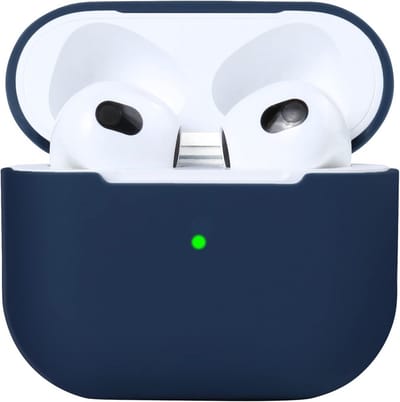 Schattige Siliconen Cover voor AirPods 3e Generatie Beschermhoes Schokbestendig Blauw