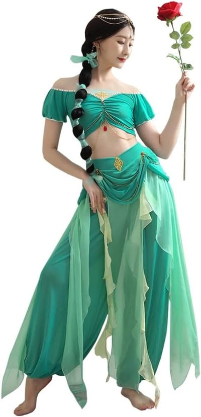 Jasmine Kostuum voor Vrouwen - Prinsessen Kostuum, Aladdin Kostuum, Arabisch Prinsessen Jurk, Feestkleding voor Volwassenen