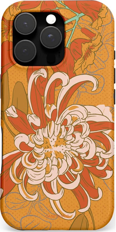 Casetastic hoesje geschikt voor Apple iPhone 16 Pro - MagSafe - Dubbellaagse bescherming - Bloemige lente - Fashion Case - Okergeel Terracotta Beige