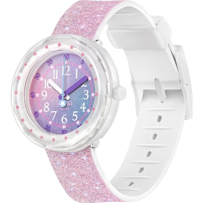 Montre pour enfants Swatch Mouvement Quartz Résistante à l'eau 30M Cadran Rose Boîtier en Plastique Bracelet en Silicone Montres pour enfants ZFCSP107 Pink Strap white