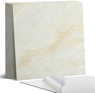 Coloray Plaktegels - Elegant marmerpatroon Portugese Tegels - 30 cm x 30 cm - Romig Plaktegels - 9 stuks - Vierkant PVC Tegels - Plaktegels Keuken - Zelfklevende Vloertegels - Vinyl Tegels - Zelfklevende Tegels