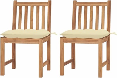 Tuinstoelen met kussen - Houten stoelen - Buiten zitten - Fijn geslepen teakhout - 50x53x90 cm - Geel