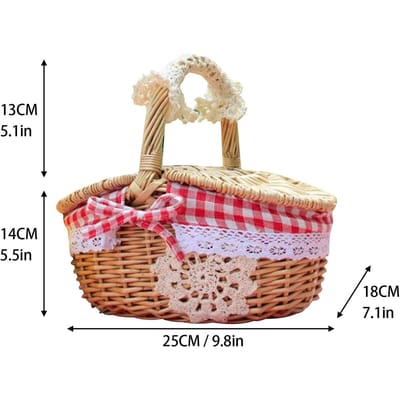 Panier Alimentaire en Rotin Bleu Conception de Couvercle Humanisée Solide Durable Panier de Rangement pour Pique-nique Type 2 beige