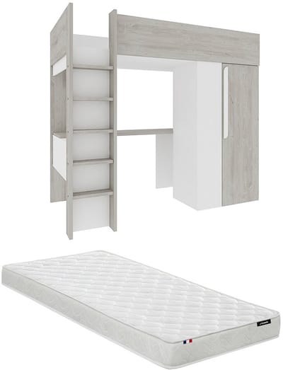 Vente-unique Hoogslaper hout lichtgrijs 90 x 200 cm NICOLAS