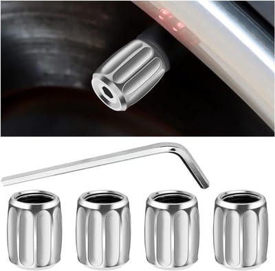Set van 4 Anti-Diefstal Ventieldoppen voor Auto en Motor, Inclusief Wrench en Stofkappen, Duurzaam en Waterdicht
