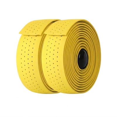 Gele stuurlinten wielrennen unisex antislip stuur tape set voor racefiets geperforeerd fiets stuur lint inclusief bar plugs