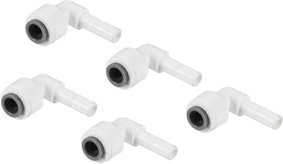 1/4" Hookah Stem Elbow Connector - 5 Pack 90 Graden Push to Connect Waterlijn Fitting voor RO Water Systeem, Wit en Duurzaam