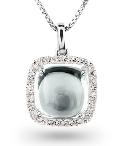 Orphelia HD-4200 - Hanger - 18 Karaat Witgoud - Diamant 0.16 ct / Aquamarijn 2.80 ct