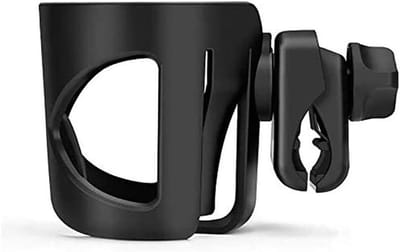 Allecto - Baby Stroller Cup Holder - Universeel - 360 Graden Draaibaar - Zwart - Fleshouder - Geschikt voor Kinderwagens - Pram Accessoires