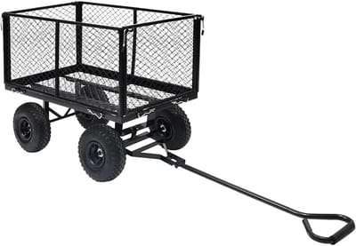 Tuinwagen - Transportwagen bolderkar - Tuinwerkzaamheden - Grote luchtbanden - 350 kg capaciteit - Zwart