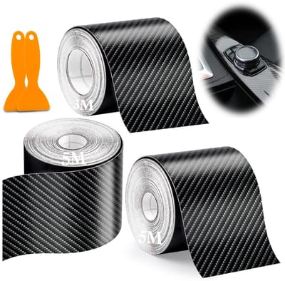 Dailygoods- Car Film 13 m - Zwart Carbon Fiber - Zelfklevend - Inclusief 2 Plastic Scrapers - Schokbestendig - Waterdicht - Foliefilm