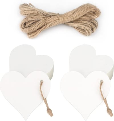 Hartenhanger van Kraft Papier met Jute Touw - 100 Stuks voor Cadeauverpakking en Valentijnsdag Decoratie