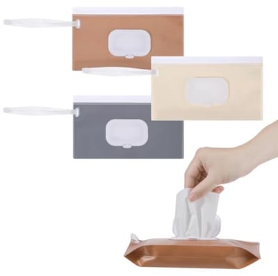 3-Pack Herbruikbare Baby Doekjes Dispenser - Waterdichte en Stofdichte Doekjes Houder voor Verse Babydoekjes