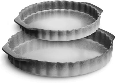 Set van 2 Aardewerk Taartvormen Quichevormen Grijs Gemêleerd - Ovenbestendig