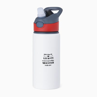 Hacebo® - dit is hoe de leukste en meest geweldige meester eruit ziet waterfles met rietje rood - Meester - meest leukste leraar - verjaardag - cadeautje voor meester - meester artikelen - kado - geschenk - collega's - water fles - 650ML