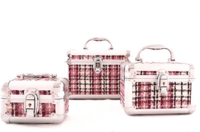 Gérard Brinard beautycase ruiten beautycase roze - 3 stuks