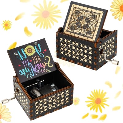 Allecto Plus - Muziekdoos Houten Vintage Uniek Geschenk voor Kerst en Verjaardag