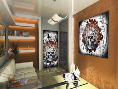 Alchemy Skull Flowers Tattoo Photo Wallcovering