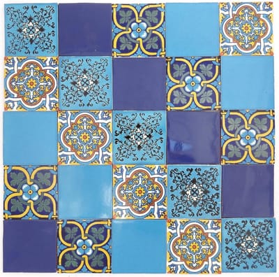 Talavera Tegels - Mexicaanse Tegels Handgemaakte Tegels - Keuken en Badkamer - Traditionele Patronen - 10.5 cm - Blauw