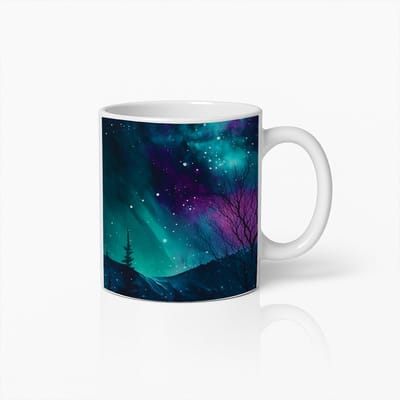 Prachtige Noorderlicht Mok – Mooie Aurora Borealis Koffiebeker met Nachtelijke Hemelontwerp
