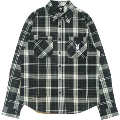 Monarch herenshirt met lange mouwen L/s flanel X Playboy zwart