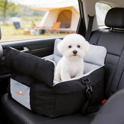 BingoPaw 4-in-1 Hondenautostoel & Reistas - Comfortabele Hondenmand voor Auto (Voor- & Achterbank) - Hondenreistas tot 10 kg - Uitwasbare Hoes & Antislip - Zwart