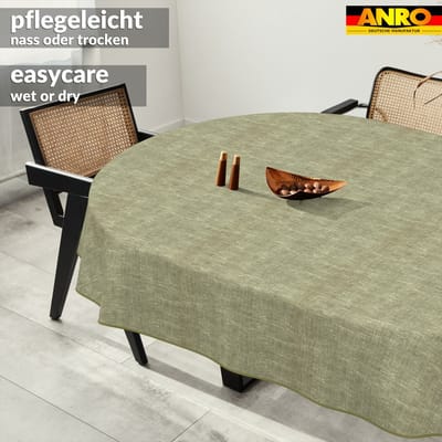 ANRO Tafelkleed Effen linnenlook Meerkleurig Ovaal 240x140cm Met sierband Afwasbaar Waterafstotend