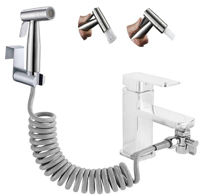 Dailygoods- Handdouche Roestvrij Staal - Toiletdouche Sproeier - Dual-Mode (Jet/Stream) - Multifunctioneel - Wandhouder - Veerslang