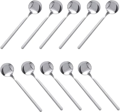 Set van 10 RVS Koffielepels, Kleine Ronde Lepels voor Koffie, Thee, Desserts en IJs