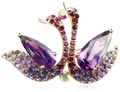 Zwaan Broche Blauwe Kristal