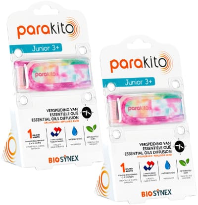 Parakito Kinderen - Anti-Muggen Armband Tie Dye - Natuurlijk - Navulbaar - Tot 15 Dagen Bescherming per Navulling - Waterbestendig - 2 stuks
