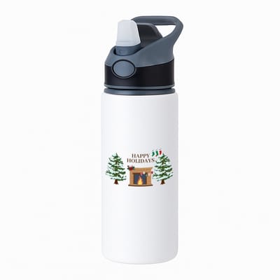 Hacebo® - Kerst happy holidays waterfles met rietje zwart - Kerstmis - Kerst beker - winter - kerst - christmas - kerst cadeau - water fles - 650ML