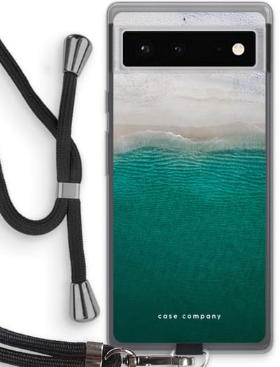 Case Company® - Hoesje met koord geschikt voor Google Pixel 6 hoesje met Koord - Stranded - Telefoonhoesje met Zwart Koord - Bescherming aan alle Kanten en Over de Schermrand