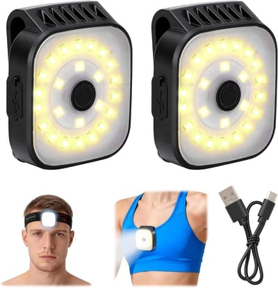 Looplicht voor joggen met USB, 2 stuks LED-cliplampen met 4 lichtmodi, veiligheidslicht voor hardlopers, kamperen en wandelen