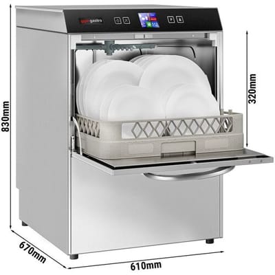 GGM Gastro Doppelwandige Geschirrspülmaschine - Digital - 3,55 kW - mit Reiniger-, Klarspüler- & Laugenpumpe
