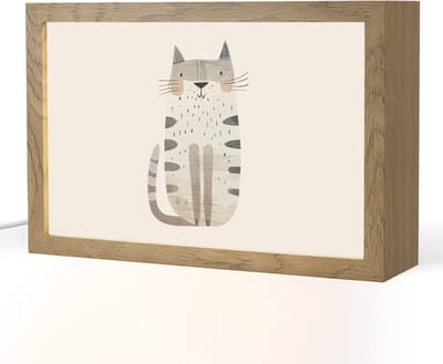 Nachtlampje 30x20 cm - Kinder lampje - Kat - Dieren - Beige - Tafellamp kinderkamer - Slaapkamer lamp - Bedlamp kinderen - Kinderlampje stopcontact - Wandlamp babykamer - Nachtlampjes