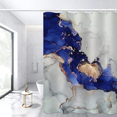 Floraweg Douchegordijn,Shower Curtain,badgordijn,badkamergordijn,Marmeren textuur plus bronzing ,-topkwaliteit - digitale printen -Anti Schimmel - Inclusief 12 ringen -met 12 stuks douchegordijnhaken – Waterdicht -Wasbaar- Polyester - 180x200 cm