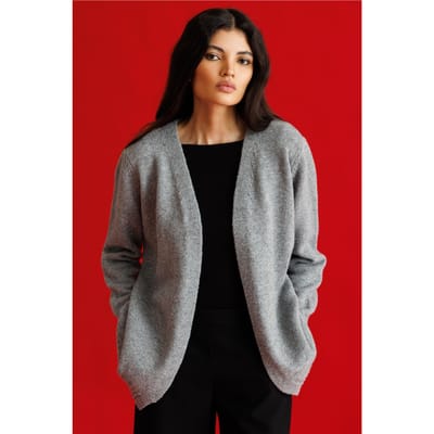 Oversized Geribbelde Brei Cardigan