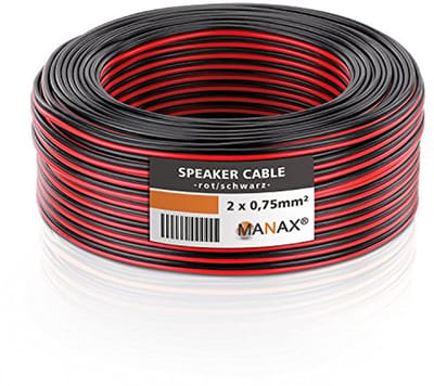 25m Dubbele Draad 2x 0,75mm² Rood/Zwarte Kabel - 2-Aderig Hifi Luidsprekerkabel