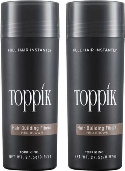 2 x 27,5 gram - Midden bruin - Toppik Hair Building Fibers (haargroei vezels)