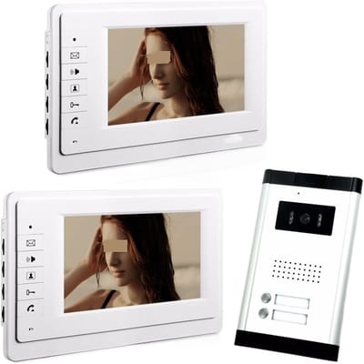 Draadloze Deurbel - Video Intercom Systeem - Toegangscontrole Thuis - Voor 2 Eenheden - 7 Inch Scherm - Zwart