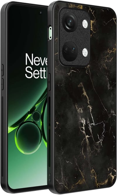 Smartphonica Telefoonhoesje Geschikt voor OnePlus Nord 3 met marmer opdruk - TPU backcover case black marble design - Zwart geschikt voor OnePlus Nord 3