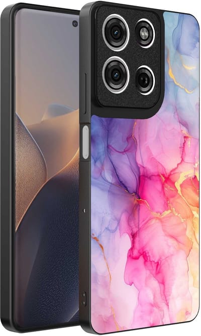 Geschikt voor Motorola Edge 60 Pro Telefoonhoesje met marmeropdruk - TPU backcover case marble design - Regenboog - Smartphonica geschikt voor Motorola Edge 60 Pro