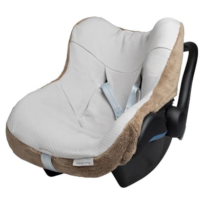Baby's Only Baby autostoelhoes 0+ Cozy - Geschikt voor Maxi Cosi - Clay - Hoes voor de autostoel met teddystof - Geschikt voor 3- & 5-puntsgordel