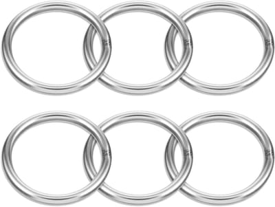 Set van 6 Metalen O-Ringen van 5 cm, Multifunctionele Ronde Ringgespen voor Sleutelhangers, Tassenriemen en Hondentuigjes, Roestvrij Staal en Duurzaam Design