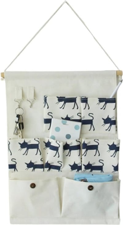 Winkrs | Opbergzak | Decoratie , Opruimen, Opbergen | Wit met Katten   50x35cm Wand organiser