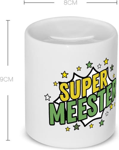 Akyol - super meester Spaarpot - Meester - een meester - school - verjaardagscadeau - afscheidscadeau - kado - gift - 350 ML inhoud