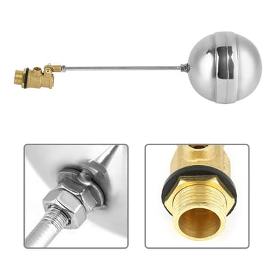 Dailygoods- Drijfballetje - Roestvrij Staal - Messing - Water Sensor - DN15 G1/2 - 98 mm Diameter - Geschikt voor 0-50 °C - Drijfbalklep