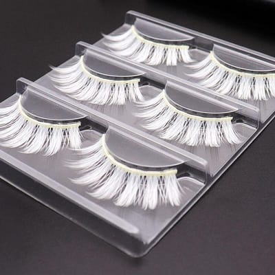 Dailygoods- Valse Wimpers Wit - Lange/Krullende Wimpers - Cosplay Make-up - Lichtgewicht Vezels - Eenvoudige Toepassing - 1/3 Paar - Nep Wimpers