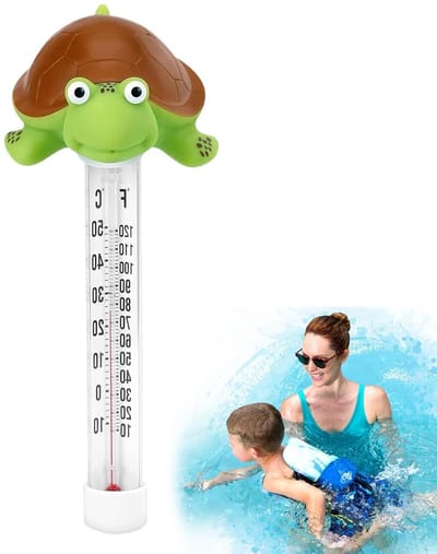 Drijvende Zwembadthermometer - Water temperatuurmeter - Water temperatuur meten - Groot display - 27 x 12 cm - Schildpad